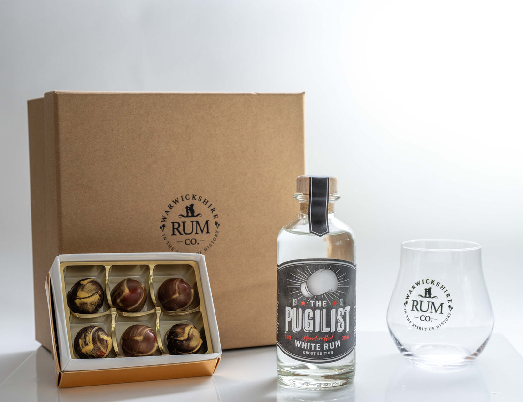 The Pugilist Gift Set, Ghost Edition "White" Bottle & Glass with truffeles